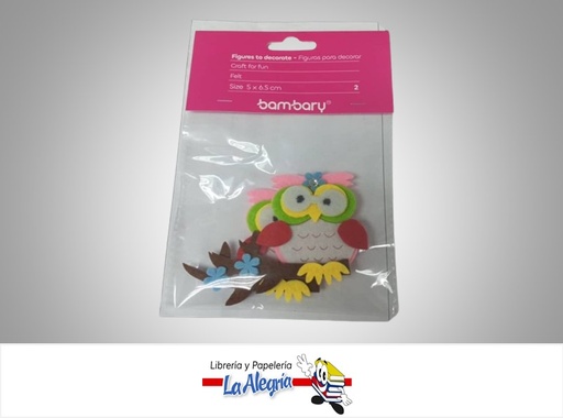 [7453086103128] FIGURA DECORATIVA FIELTRO BUHOS 390-4510/012 PAQ 3 UND MARCA BAMBARY