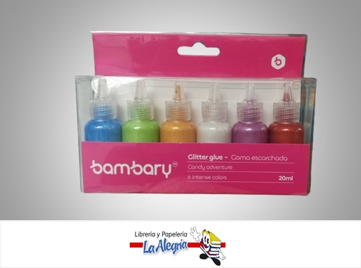 [7453086101704] PEGA ESCARCHADA PASTEL 320-4500/003 20ML PAQ 6 UND MARCA BAMBARY