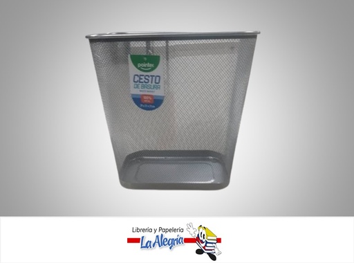 [7453010048167] PAPELERA MALLA METÁLICA PLATEADA RECTANGULAR 29X31X21CM MARCA POINTER
