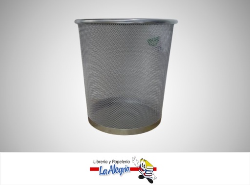 [7453038420365] PAPELERA MALLA METÁLICA PLATEADA 27X25CM MARCA POINTER