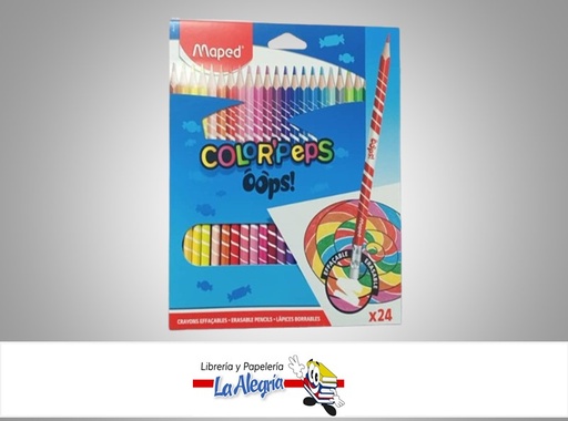 [3154148328247] LAPICES DE COLORES BORRABLES 832824 COLOR´PEPS OOPS! 24 COLORES MARCA MAPED