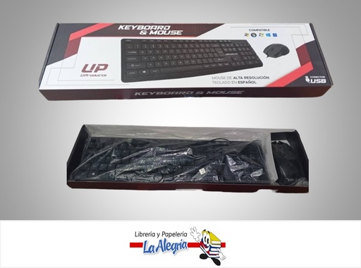[606110090025] TECLADO Y MOUSE ALAMBRICO USB ESPAÑOL MARCA UPRODUCTS