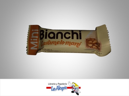 [7702993047989] BARRA BIANCHI CARAMELO MANI MINI 25G UND MARCA BIANCHI