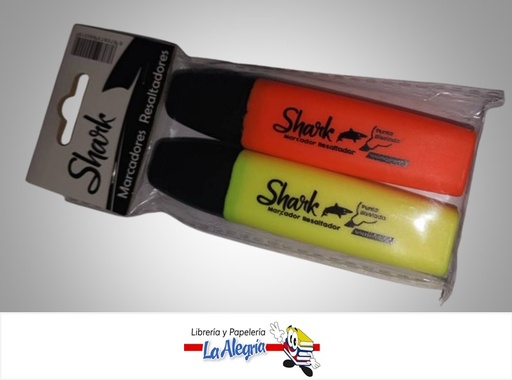 [6970873990019] RESALTADOR BISELADO PAQ 2 COLORES MARCA SHARK