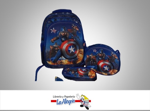 [CAPITAN1] MORRAL/CARTUCHERA/LONCHERA  4D CAPITAN AMERICA MARCA S/M