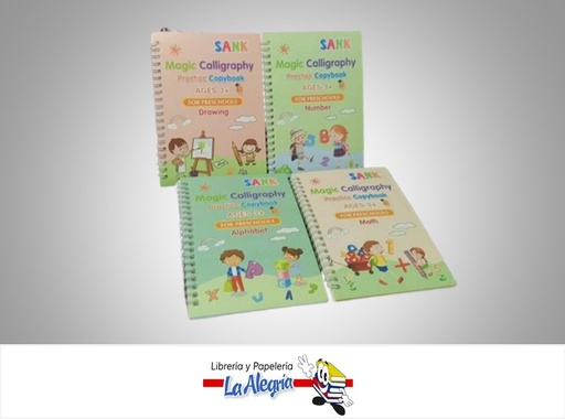 [CUADERNOMAGICO] CUADERNO MAGICO DE CALIGRAFIA INGLES PAQ 4 EJEMPLARES MARCA SANK