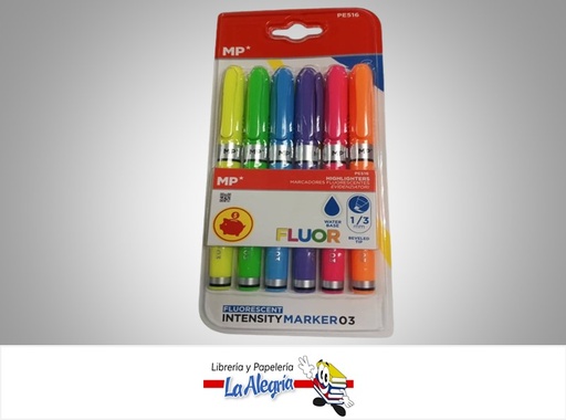 [8435250905140] RESALTADOR FLUORESCENTE PE516 TIPO BOLIGRAFO PAQ 6 COLORES D MARCA MP