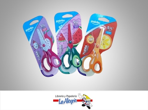 [7453038472746] TIJERA DE 13.3CM PUNTA ROMA CON DISEÑO DE FRUTAS MARCA POINTER