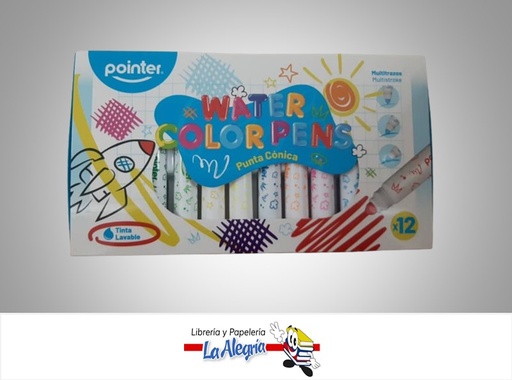 [7453038427760] MARCADORES DE COLORES LAVABLES JUMBO DE 12 UNIDADES MARCA POINTER