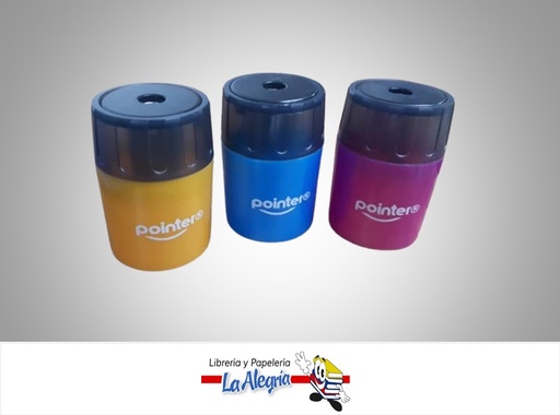 [7453010058593] SACAPUNTA METALICO CON DEPOSITO COLORES VARIADOS MARCA POINTER