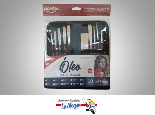 [7453010012977] SET DE PINCELES PARA OLEO CON ESTUCHE X10 PIEZAS MARCA POINTER