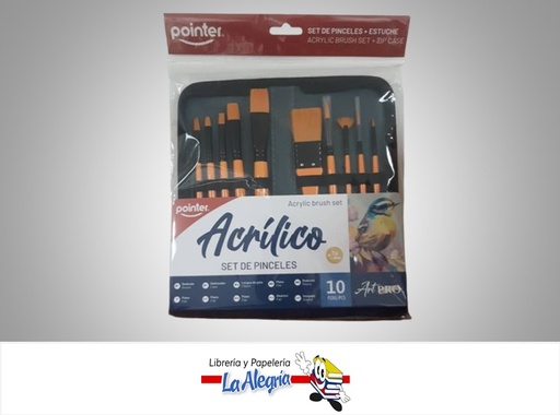 [7453038478458] SET PINCELES PARA ACRILICOS CON ESTUCHE X10 PIEZAS MARCA POINTER