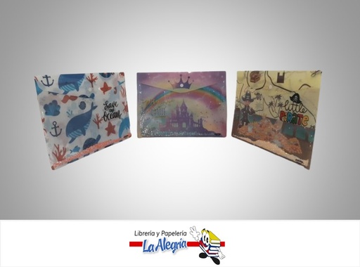 [7453078524207] SOBRE PLASTICO PORTADOCUMENTOS INFANTIL CON ESCARCHA FL2-23127 MARCA POINTER