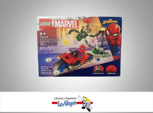 [673419390842] JUEGO DIDACTICO LEGO 76275; 77 PIEZAS SPIDERMAN MOTORCYCLE MARCA LEGO
