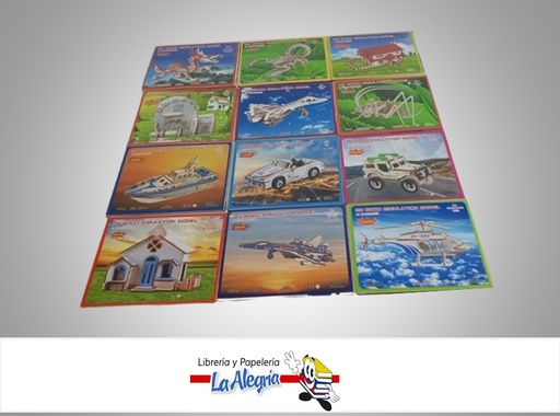 [RM2P17X21] ROMPECABEZA 3D MADERA 17X21CM MODELOS VARIADOS