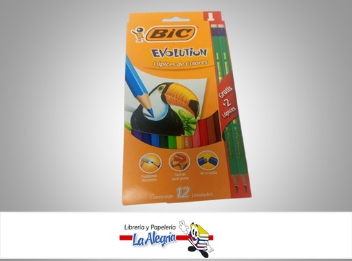 [3270220060963] LAPICES DE COLORES EVOLUTION 12 COLORES MARCA BIC