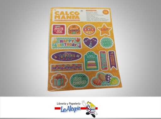 [7591207004371] CALCOMANIA CUMPLEAÑOS 381 PAQ. 15 STICKERS MARCA JETBAG