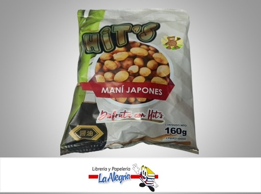[7595788000623] MANÍ JAPONÉS 160G MARCA HIT´S