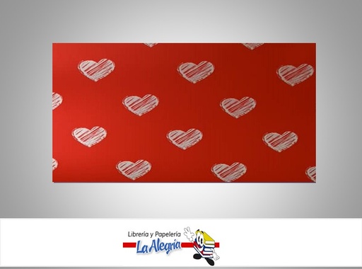 [CVC12202] PAPEL COREANO ESTAMPADO CORAZON 57X57 CM ROJO UND MARCA CRISVI