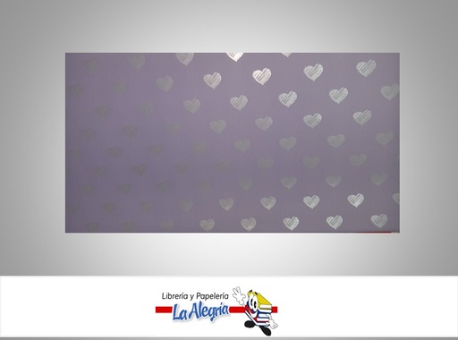 [CVC12203] PAPEL COREANO ESTAMPADO CORAZON 57X57 CM LILA ORQUIDEA UND MARCA CRISVI