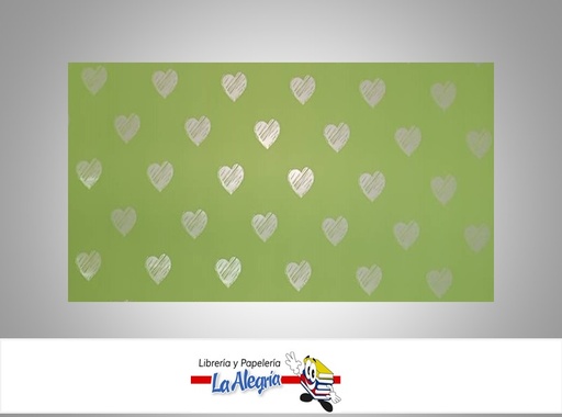 [CVC12208] PAPEL COREANO ESTAMPADO CORAZON 57X57 CM VERDE UND MARCA CRISVI