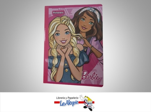 [7707849576002] LIBRETA COSIDA BARBIE 100 HOJAS CUADROS CON STICKERS MARCA PRIMAVERA