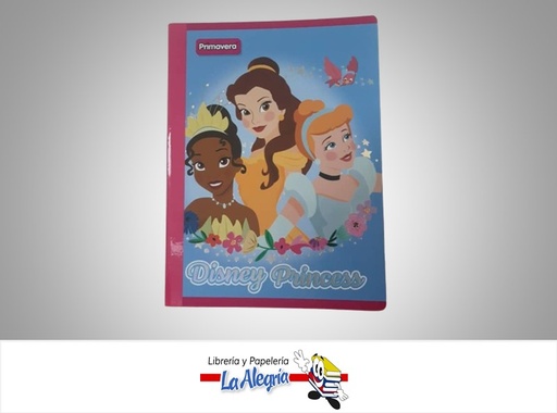 [7707849576064] LIBRETA COSIDA PRINCESAS 100 HOJAS CUADROS CON STICKERS MARCA PRIMAVERA
