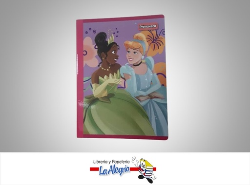 [7707849576088] LIBRETA COSIDA PRINCESAS 100 HOJAS DOBLE LINEA CON STICKERS MARCA PRIMAVERA
