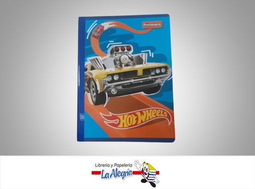 [7707849576101] LIBRETA COSIDA HOT WHEELS 100 HOJAS 1 LINEA CON STICKERS MARCA PRIMAVERA