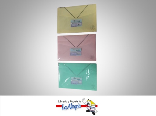 [7707406357785] CARPETA PLASTICA CON LIGA HORIZONTAL 26X38 CM COLORES PASTEL 323_052 MARCA PRIMAVERA