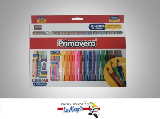 [7707463699644] LAPICES DE COLORES TRIANGULARES 36 UND 45 COLORES MARCA PRIMAVERA