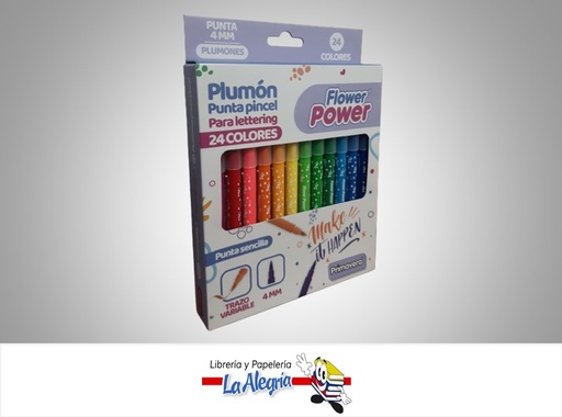 [7707849572684] MARCADOR PUNTA PINCEL TRAZO VARIABLE PARA LETTERING 24 COLORES MARCA PRIMAVERA