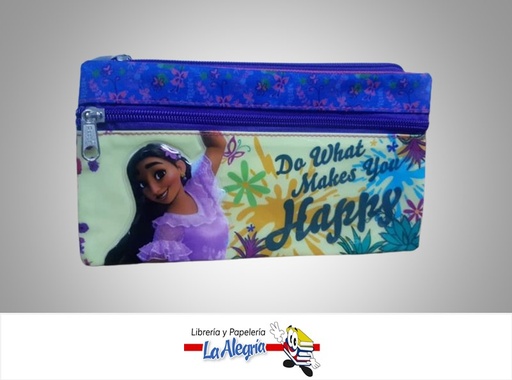 [7707849576408] CARTUCHERA 3 DE BOLSILLOS DISNEY 100 PARA NIÑA MARCA PRIMAVERA
