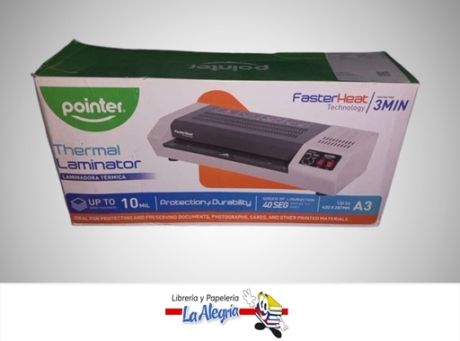[7453038424400] PLASTIFICADORA METALICA 330MM 250 MICRAS A3 MARCA POINTER