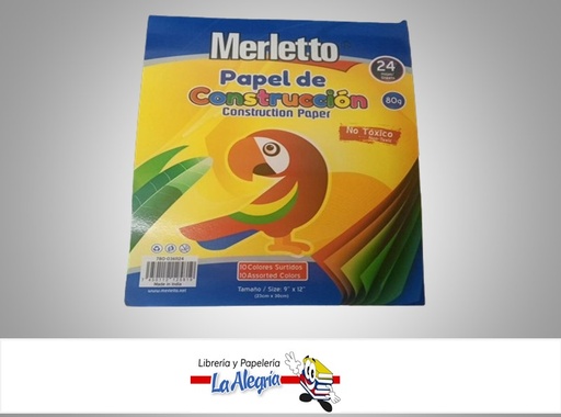 [7450112125819] BLOCK PAPEL CONSTRUCCION 23X31CM 24 HOJAS 80G MARCA MERLETTO
