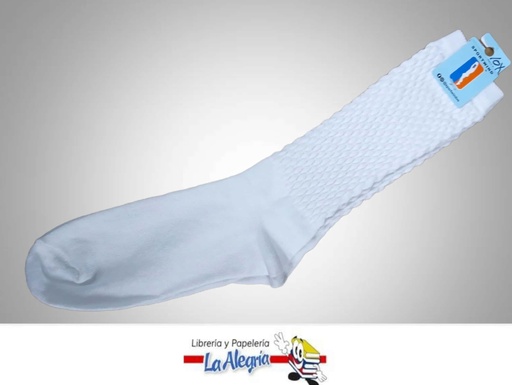 [402L3-BL-8] MEDIA COLEGIAL TRIPLE LARGA TALLA 8  ARRUCHADA BLANCA MARCA SPORTWIND