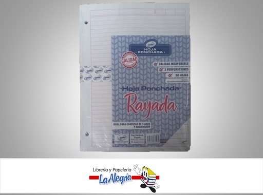 [7595747735030] HOJA PONCHADA 1 LINEA 80 HOJAS RAYADO ROSADO MARCA LEADER PRINT