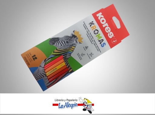 [9023800933911] LAPICES DE COLORES TRIANGULAR KROMAS 93391 PAQ 12 COLORES MARCA KORES
