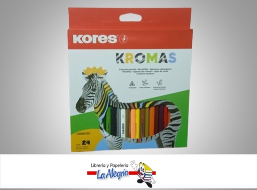 [9023800933928] LAPICES DE COLORES TRIANGULAR KROMAS 93392 PAQ 24 COLORES MARCA KORES