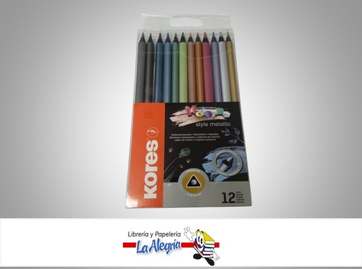 [9023800933164] LAPICES DE COLORES TRIANGULAR 93316; 12 UND METALICO MARCA KORES