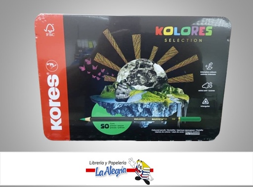 [9023800933515] LAPICES DE COLORES TRIANGULAR SELECTION 93351 CAJA  METAL DE 50 UND MARCA KORES