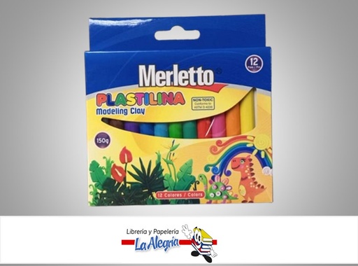 [7450009185247] PLASTILINA 150G 12 COLORES MARCA MERLETTO