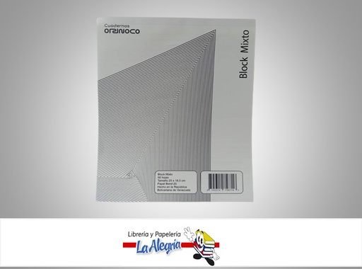 [745314756716] BLOCK NOTA MIXTO ENGOMADO 56 HOJAS 25X18.5CM MARCA ORINOCO