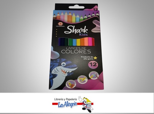 [6989731887873] LAPICES DE COLORES HEXAGONAL PAQ 12 UND MARCA SHARK