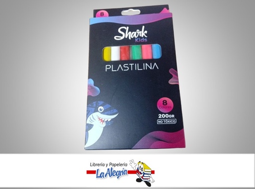 [6920240200081] PLASTILINA ESCOLAR DE 8 COLORES DE 200GR MARCA SHARK