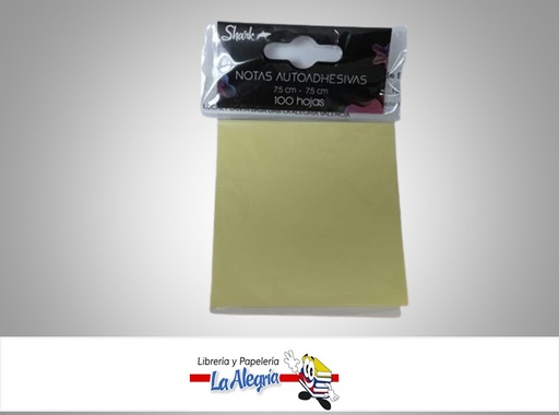 [695242346513] NOTAS AUTOADHESIVA 75X75MM 100H AMARILLA UND MARCA SHARK