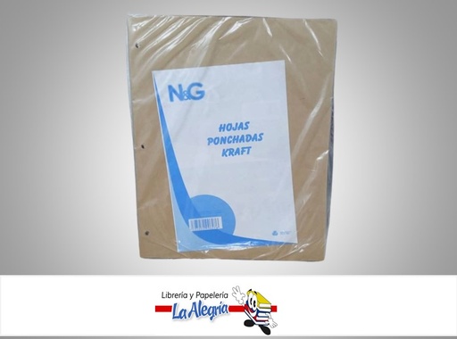 [7593052996276] HOJA PONCHADA KRAFT PAQ 50 HOJAS MARCA N&G