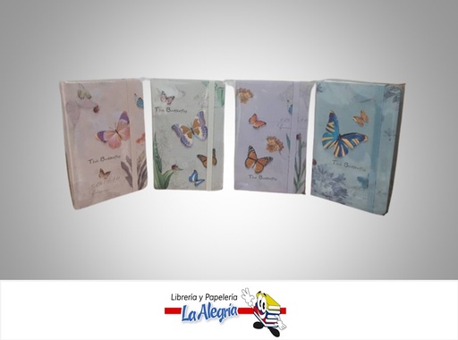 [7593980048290] LIBRETA PEQUEÑA TIPO AGENDA CON DISEÑOS DE MARIPOSAS MARCA DAILY