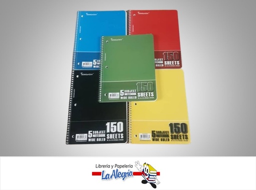 [871936001665] LIBRETA ESPIRAL DE 5 MATERIAS HOMEWORK UND MARCA FRANCMAR