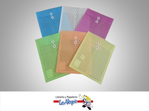 [7453015106916] SOBRE PLASTICO  A4+VERTICAL CORDEL LASER COLORES SURTIDOS MARCA STUDMARD